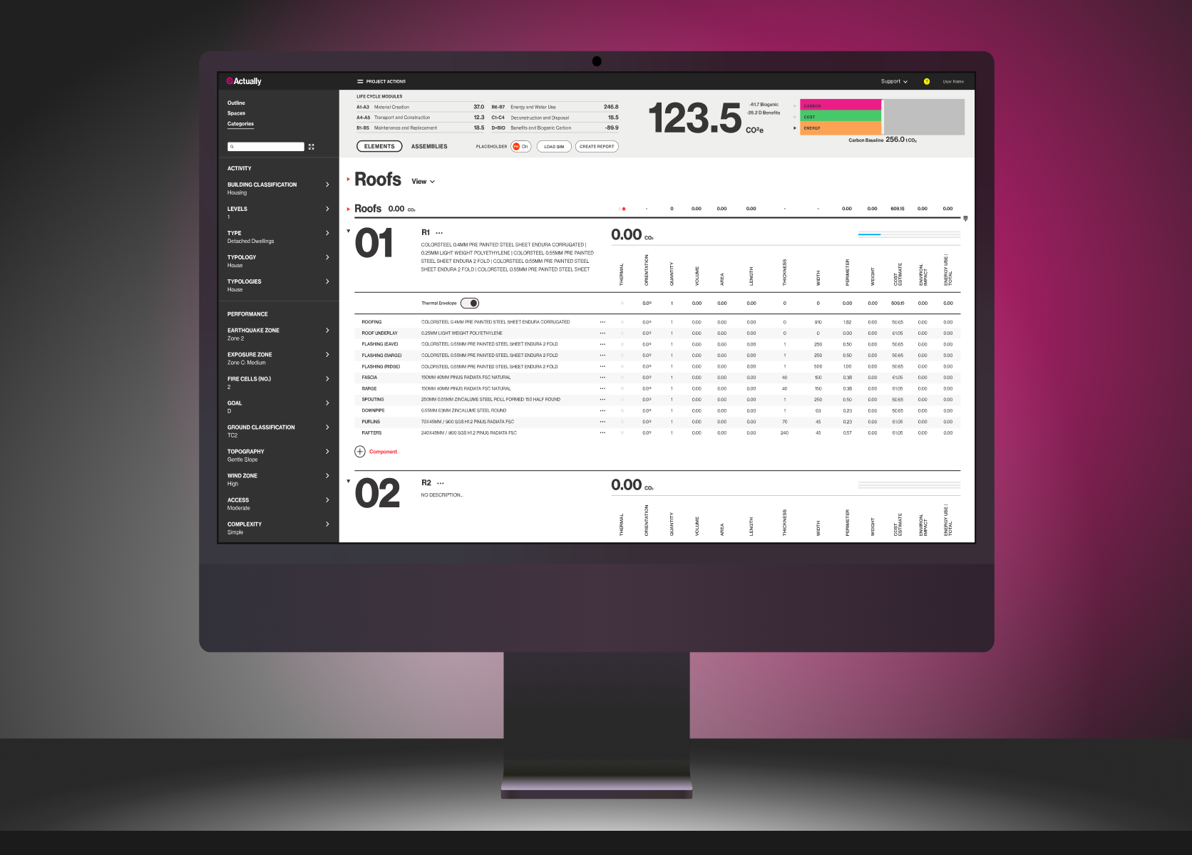 Actually building cost and carbon tool